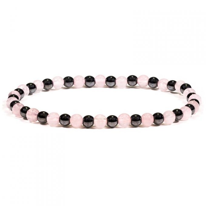 Bracelet hématite/quartz rose 5946
